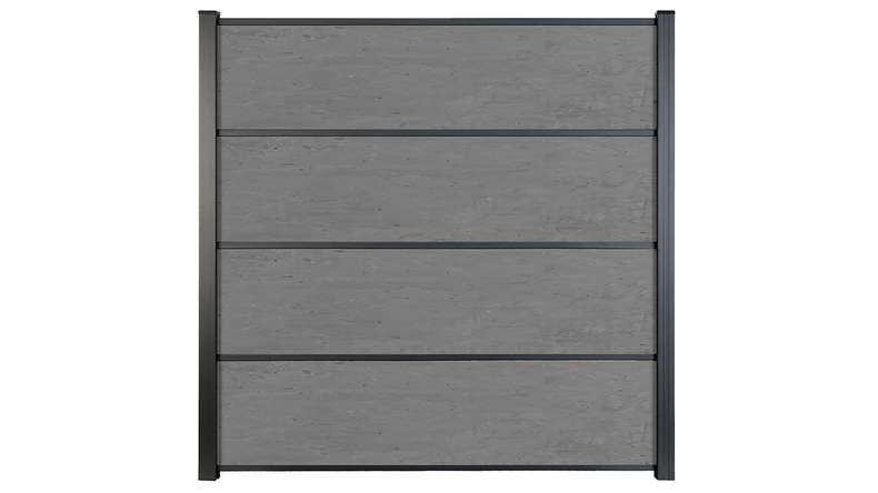 planeo Gardence Resistant - Clôture à emboîter HPL gris béton 180 x 183 cm