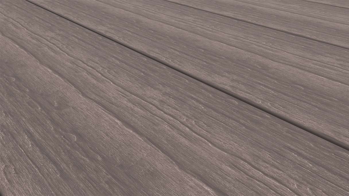 planeo MAXLine Antik - Planche de terrasse WPC CoEx gainée XL massif - gris 3m rustique structuré/lisse brossé