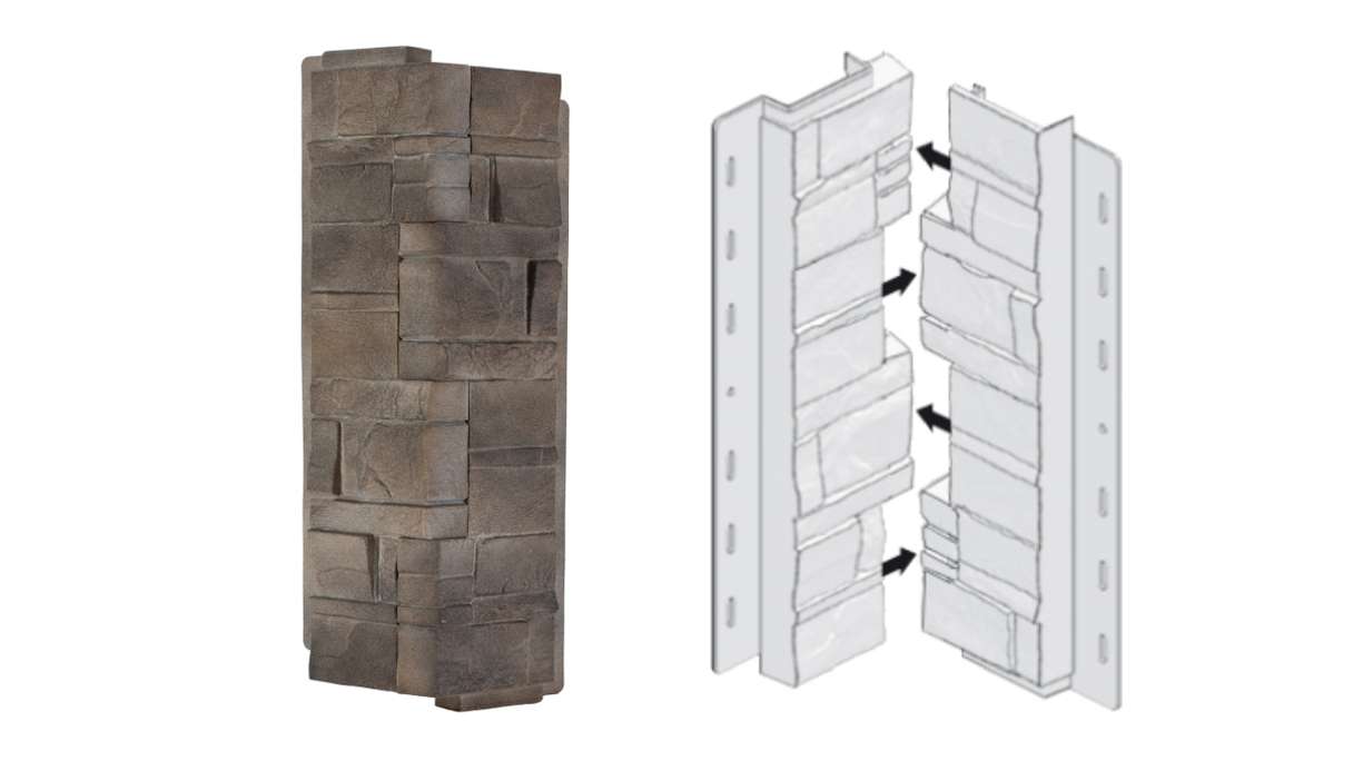 planeo angles de façade pierre stratifiée Silex Flint - 406 x 149 mm