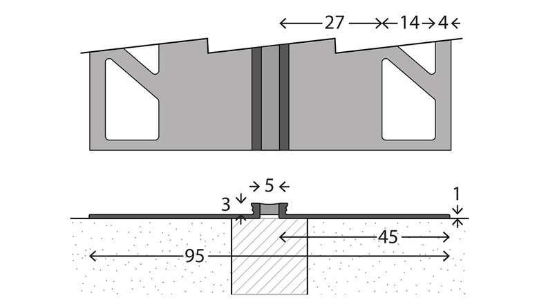 Système de joints de dilatation planeo 667 - 3 000 x 95 x 3 mm