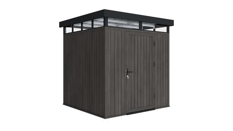 Abri de jardin planeo WPC CoEx à toit plat, modèle S - Gris foncé, 208 x 200 x 226,5 cm