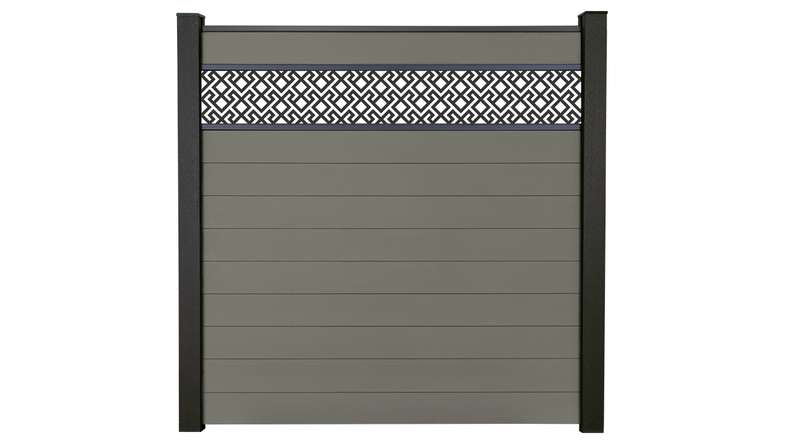 planeo Gardence Strong - Clôture à emboîter BPC Abstract Gris 180 x 180 cm