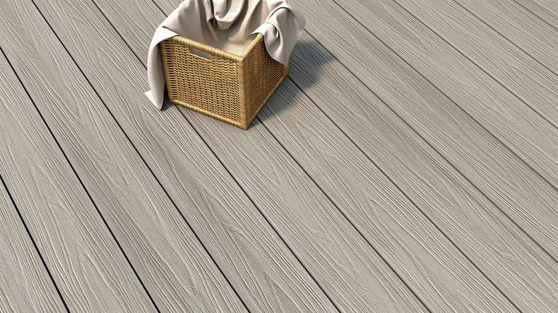 planeo MAXLine Nature - WPC CoEx lame de terrasse XL gainée chambre creuse - gris clair 3m structuré/lisse brossé