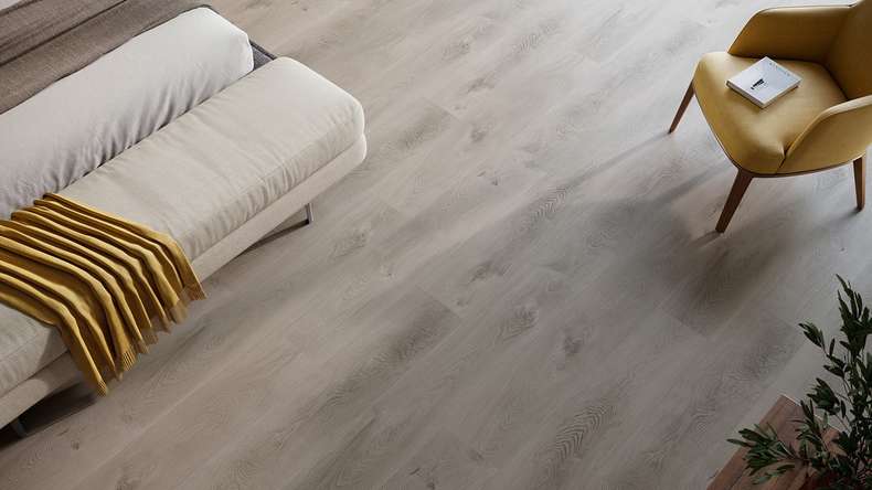 planeo Vinyle à clic rigide - HOMEtec Basic 30 IXPE Soft Mid Grey | Isolation phonique intégrée (RP-E30-7)