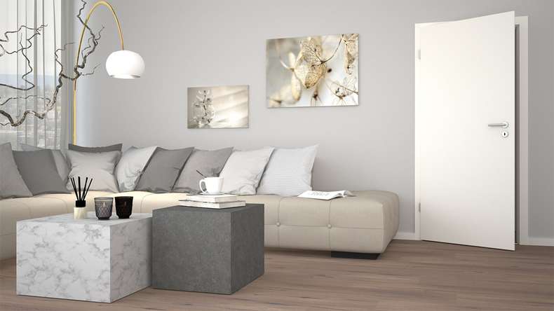 planeo Porte intérieure VELA Calma blanc 9010 chant design | CPL - 1985 x 610|735|860|985 mm