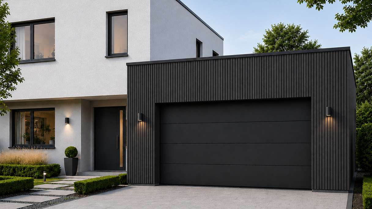 planeo NOVA - Lame en WPC CoEx à motif losange pour bardage de façade, noir, 4 m