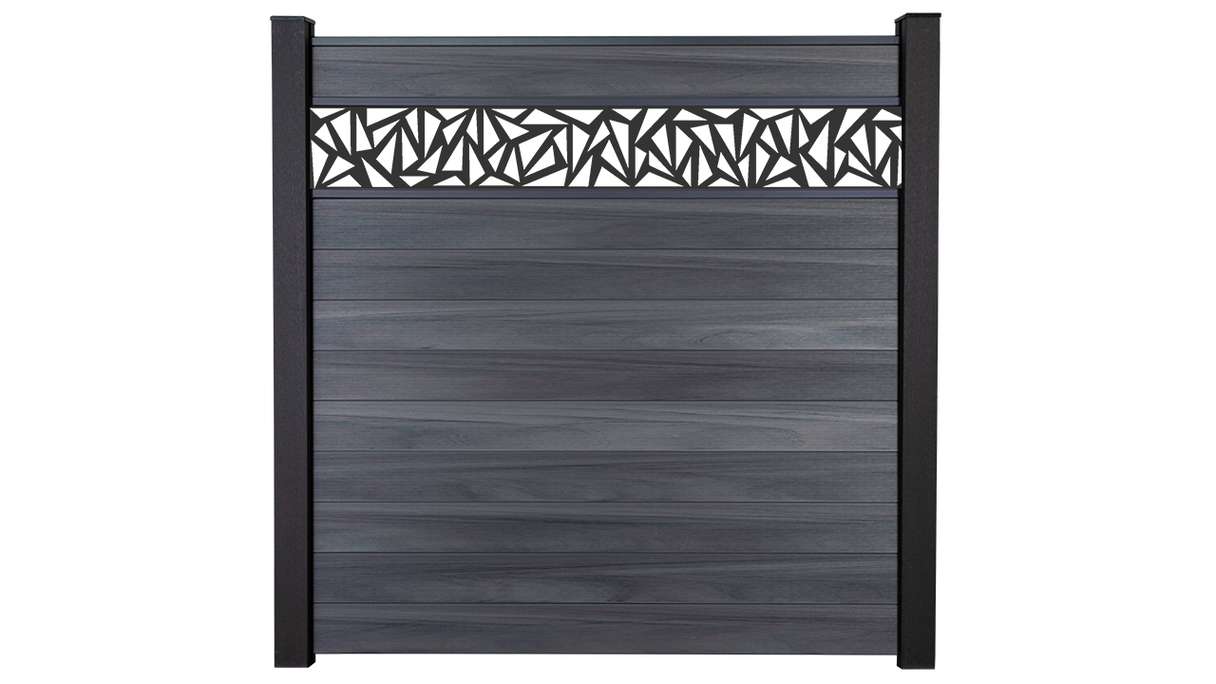planeo Gardence Strong - Clôture à emboîter BPC Triangle gris pierre co-ex 180 x 180 cm