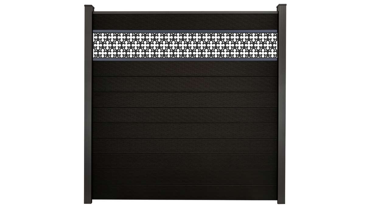 planeo Gardence Strong - Clôture à emboîter BPC Oriental noir co-ex 180 x 180 cm