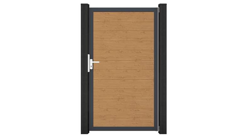 planeo Gardence Simply Small - Porte universelle en PVC chêne cendré naturel avec cadre en aluminium anthracite | DB703 100 x 180 cm
