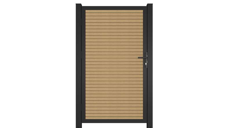 planeo LINEA - WPC CoEx Porte universelle losange sable avec cadre alu anthracite 100 x 180 cm