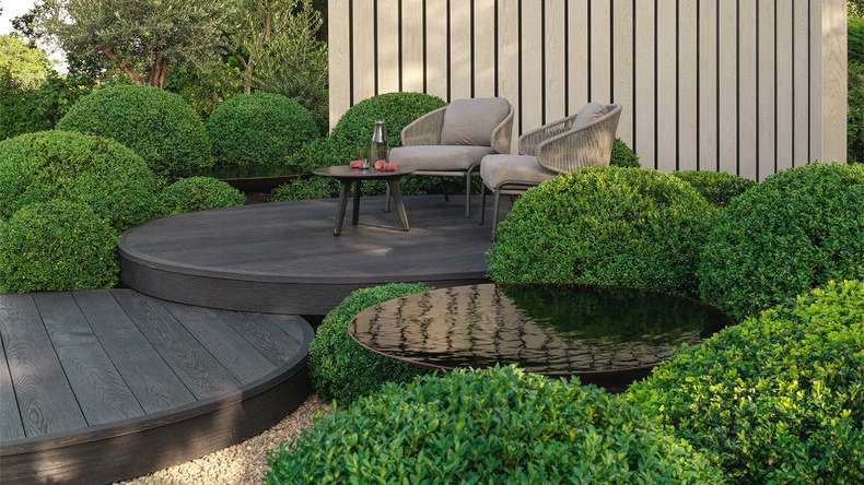 planeo Authoria PureBoard Plancher de terrasse massif - Dark Natural 3.6m structuré