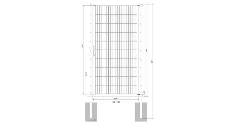 Porte universelle léger 1 feuille vert mousse H 2000 x L 1090 mm poteaux de porte inclus