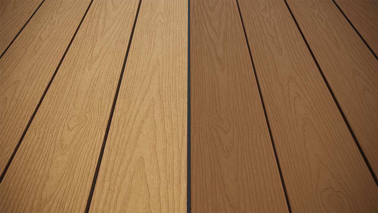 planeo CoEXWood Lame de terrasse WPC massif enrobé - Sable/Caramel 3m structuré