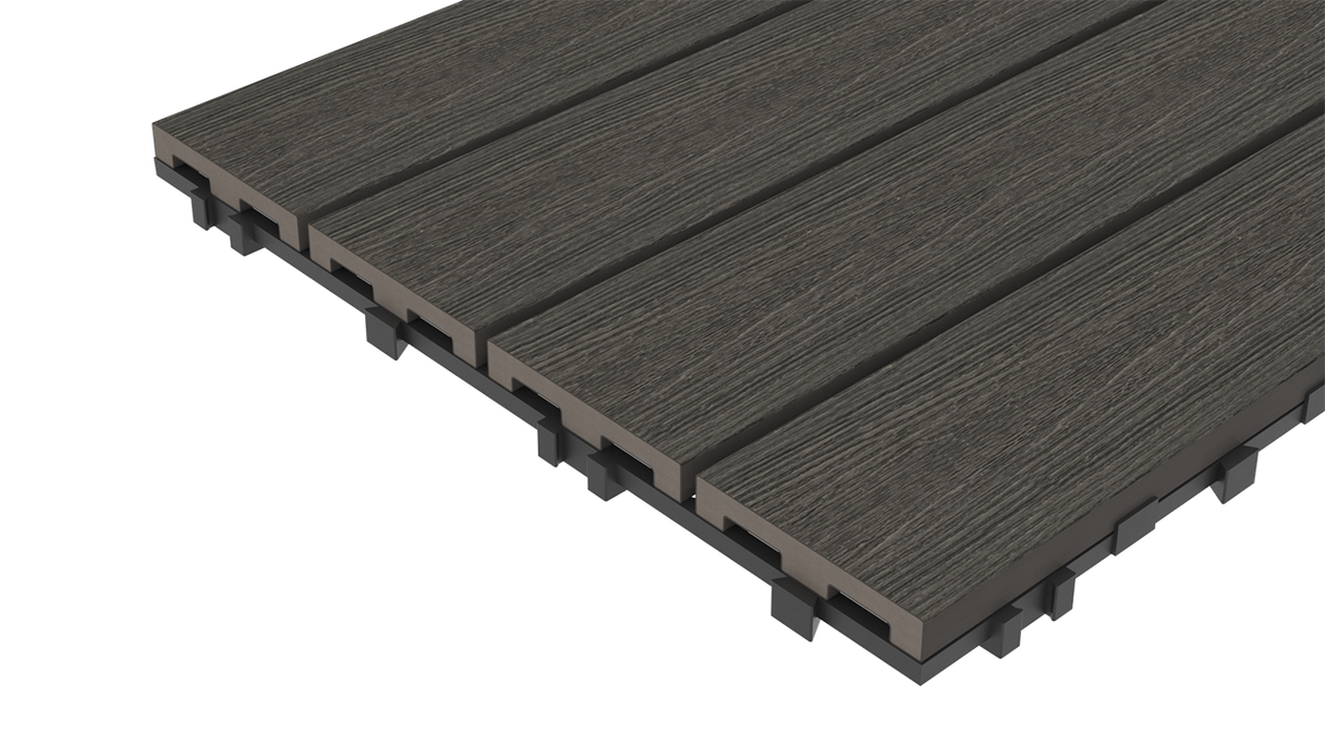 Dalle de terrasse planeo en WPC-CoEx, gris foncé, 90 x 30 cm