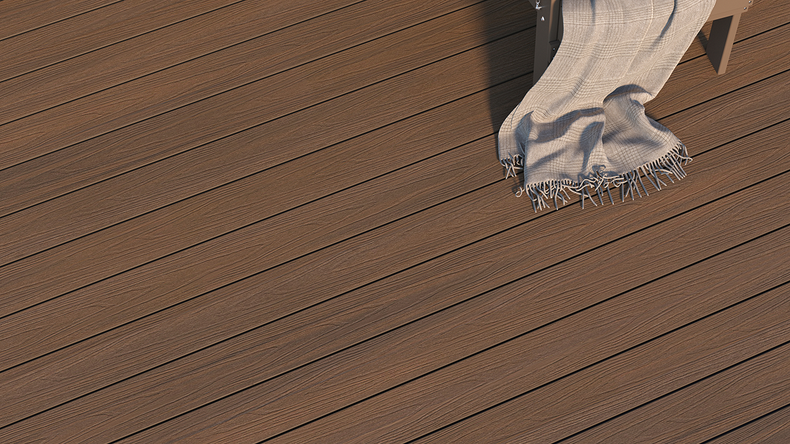 planeo UNIDeck - Lame de terrasse en WPC CoEx, couleur Ipe brun, 3 m - texturée/brossée lisse