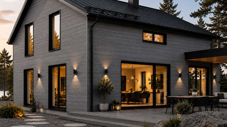 planeo NOVA - Panneau de façade WPC CoEx Classic, gris, 2,90 m