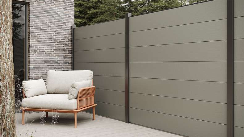 planeo Gardence Strong XL - Clôture composite à emboîter gris