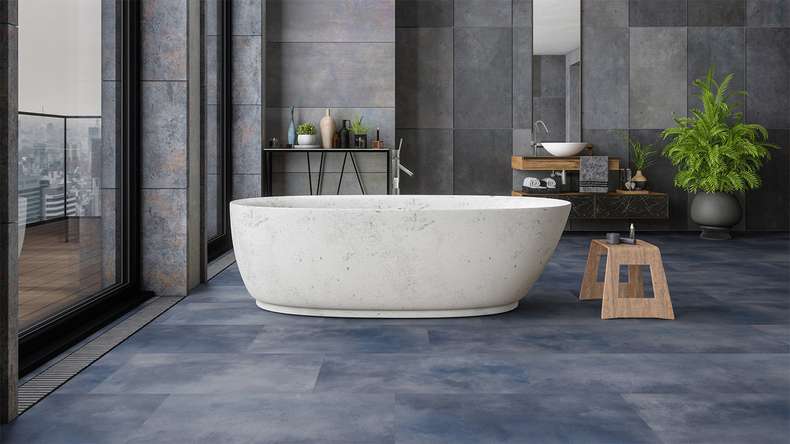 Gerflor Sol PVC clipsable - Virtuo 55 Rigid Acoustic Acuarela Ink | isolation phonique intégrée (39071475)