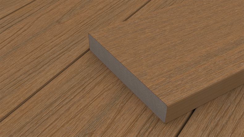 planeo UNIDeck - Lame de terrasse en WPC CoEx, finition « Burma Teak », 3 m - texturée / brossée lisse