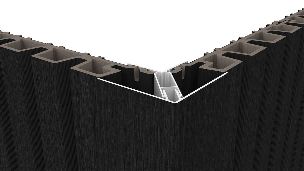 planeo LINEA - Profilé d'angle extérieur en aluminium CoEx noir 3000 x 66 x 66 mm