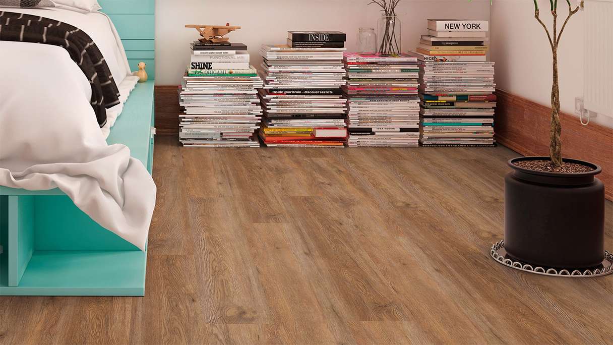 planeo Vinyle à clic rigide - FlexCore 55 Chocolate Oak | Isolation phonique intégrée (plfc-5145FS55)