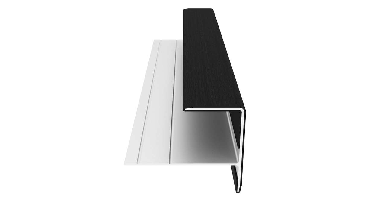 planeo LINEA - Profilé d'extrémité en aluminium CoEx noir 3000 x 74 x 61 mm