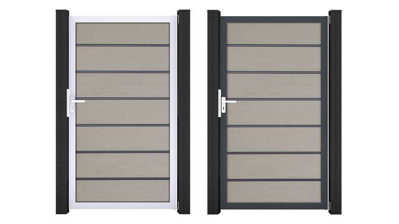 planeo Gardence Deluxe - Porte universelle BPC bicolore « Sand » avec cadre en aluminium
