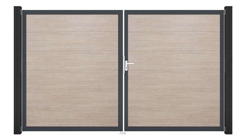 planeo Gardence Simply - Porte PVC DIN droite 2 vantaux Sheffield Oak avec cadre aluminium Anthracite