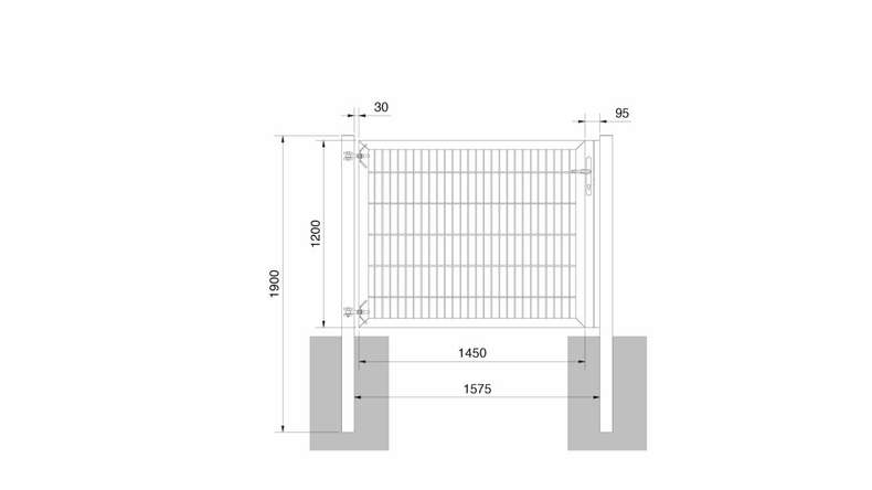 Porte universelle lourde 1 vantail galvanisé à chaud H 1200 x L 1575 mm poteaux de porte inclus
