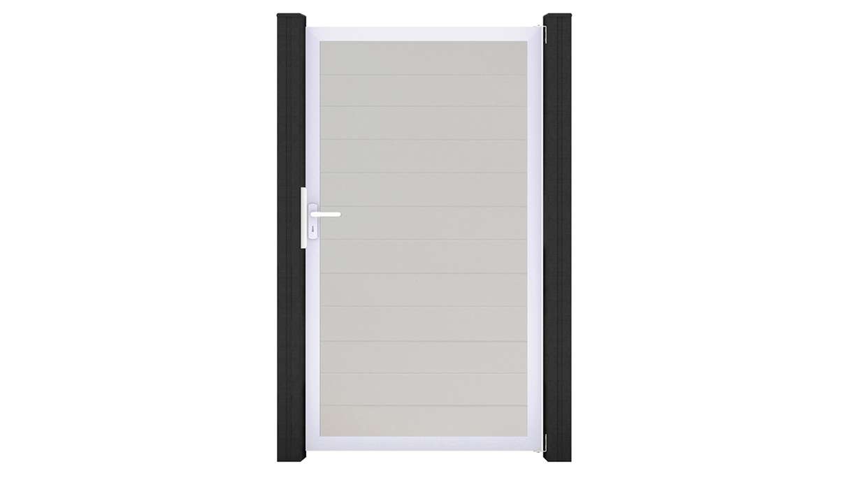 planeo Gardence Simply Small - Portail universel en PVC blanc avec cadre en aluminium 100 x 180 cm