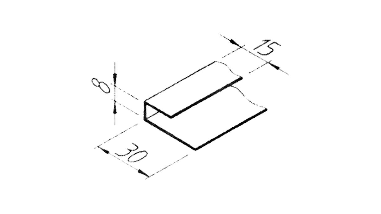 planeo VinyTec profilé de départ et de finition en U 6000 x 15 x 8 x 30 mm