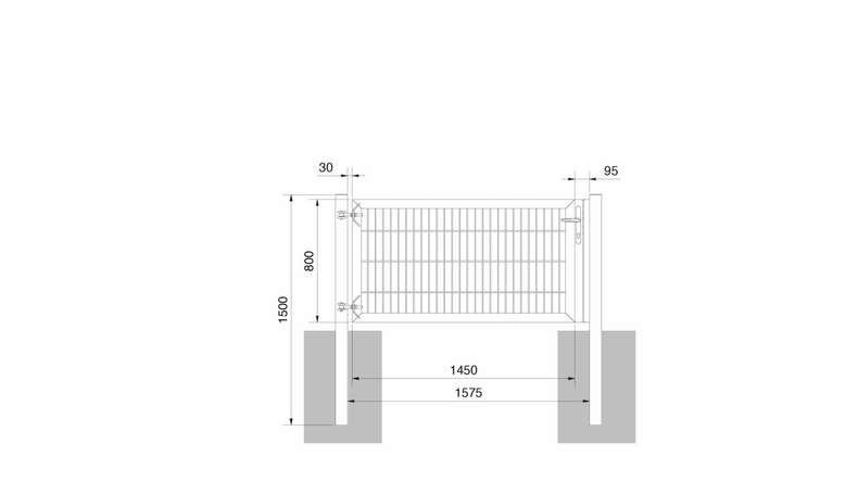 Porte universelle lourde 1 vantail anthracite H 800 x L 1575 mm poteaux de porte inclus