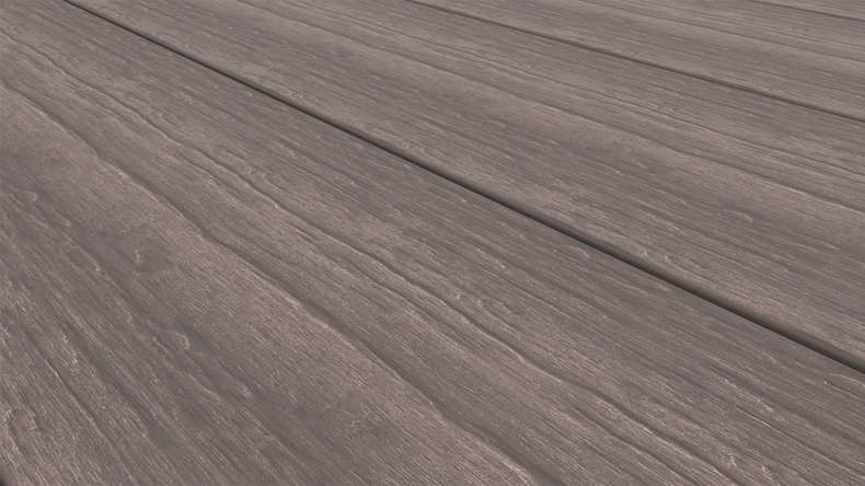 planeo MAXLine Antik - Planche de terrasse WPC CoEx gainée XL massif - gris 3m rustique structuré/lisse brossé