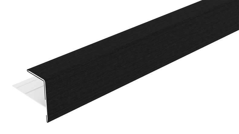 planeo LINEA - Profilé d'extrémité en aluminium CoEx noir 3000 x 74 x 61 mm
