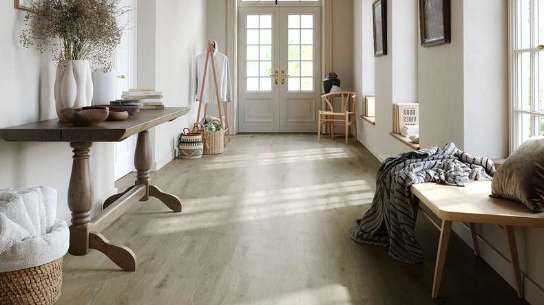 planeo Vinyle à coller - Objet Woodline Chêne gris clair | Grain synchronisé (PLDD2570-EHE)