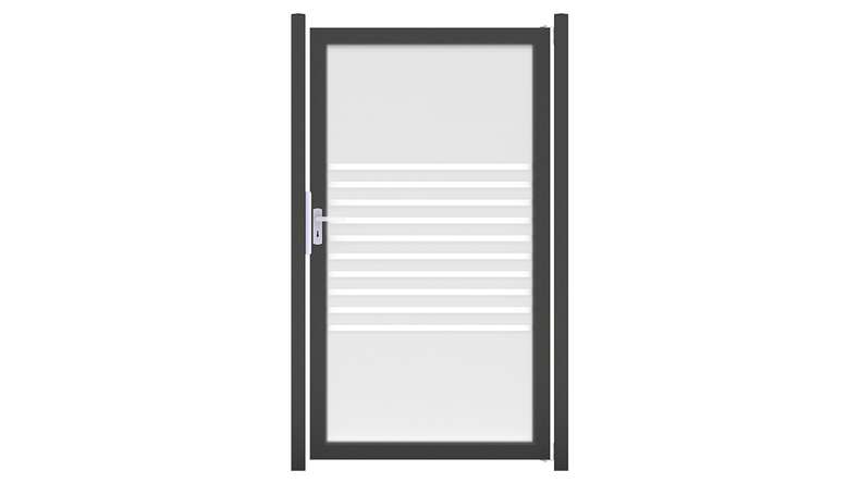 planeo Gardence Flair - Porte DIN droite bandes avec Cadre aluminium Anthracite 100x180cm