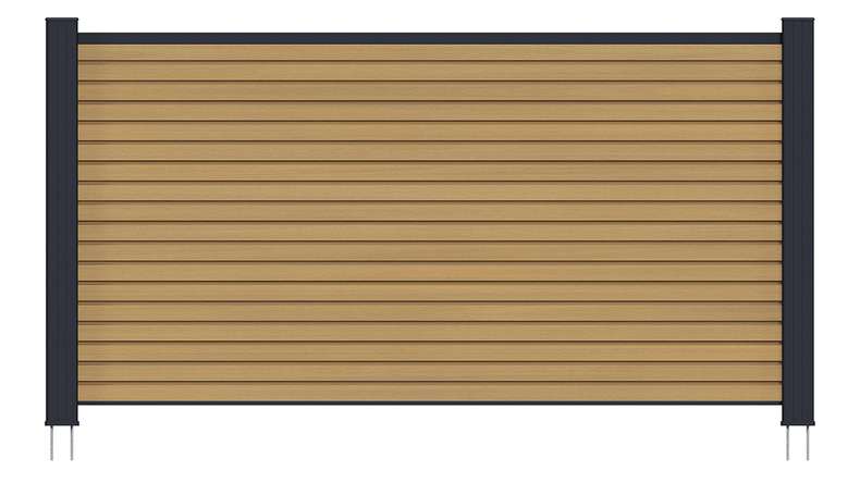 planeo LINEA - Clôture à emboîter pour jardin d'entrée en WPC CoEx Rhombus, couleur sable, 180 x 90 cm