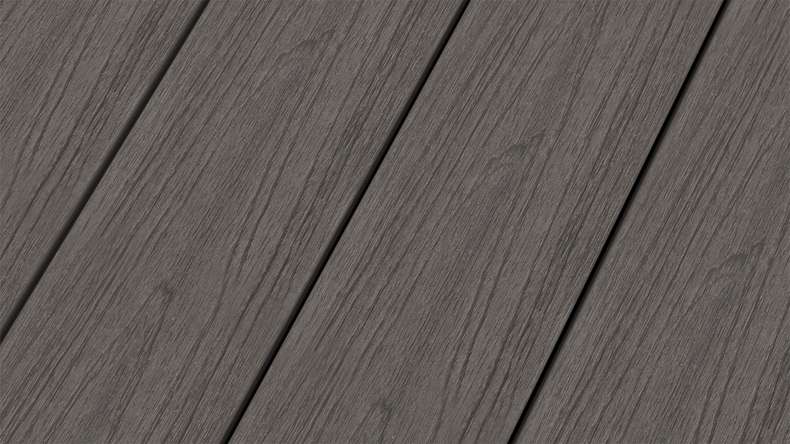 planeo WOODLine Nature - Lame de terrasse WPC CoEx enrobée chambre creuse - gris foncé 3m structuré/lisse brossé