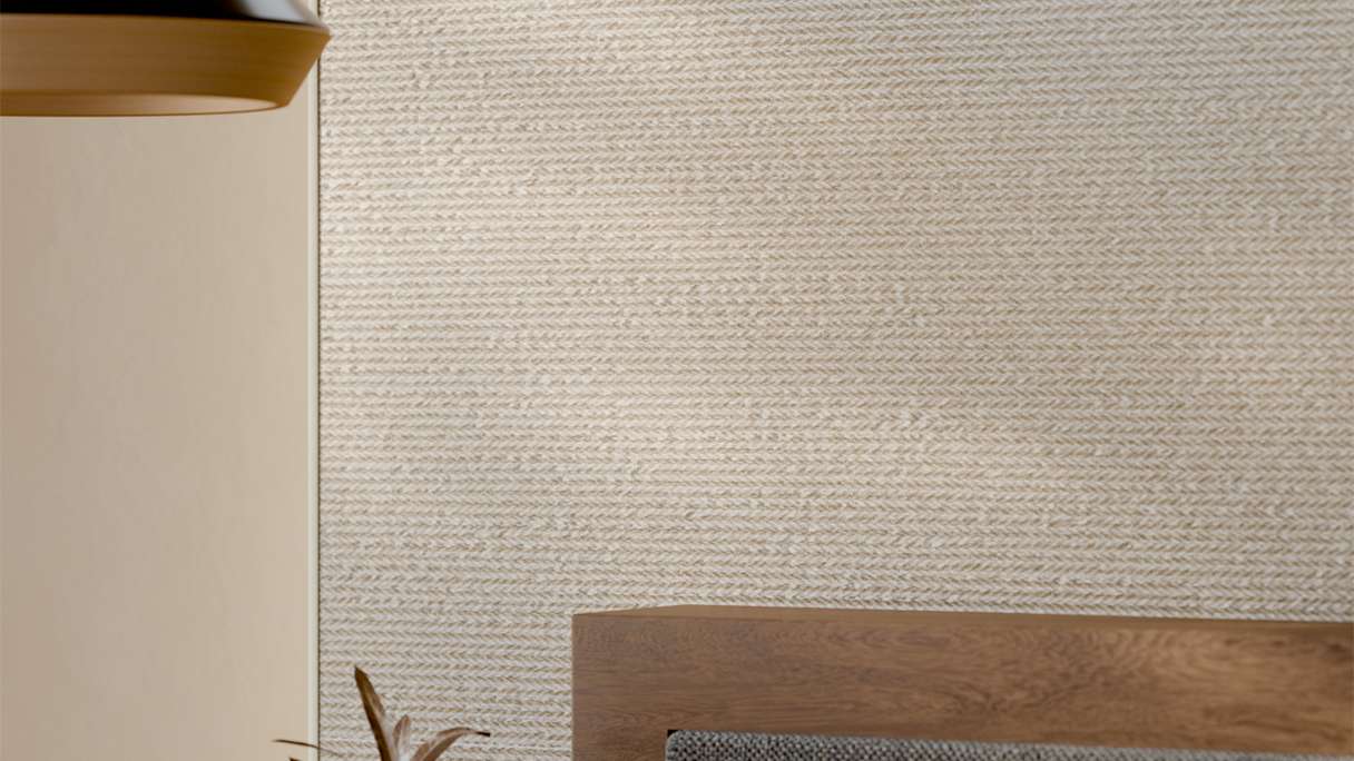 planeo Revêtement mural SPC - CeraRock Tile Stripes Tweed Sand 120 x 60 cm