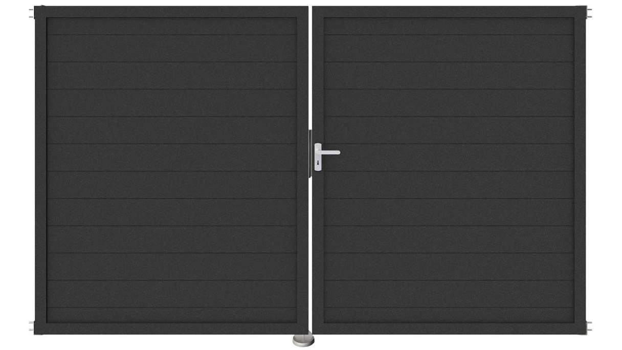 planeo Gardence Metallic - Porte aluminium DIN droite 2 vantaux Anthracite avec cadre en aluminium Anthracite