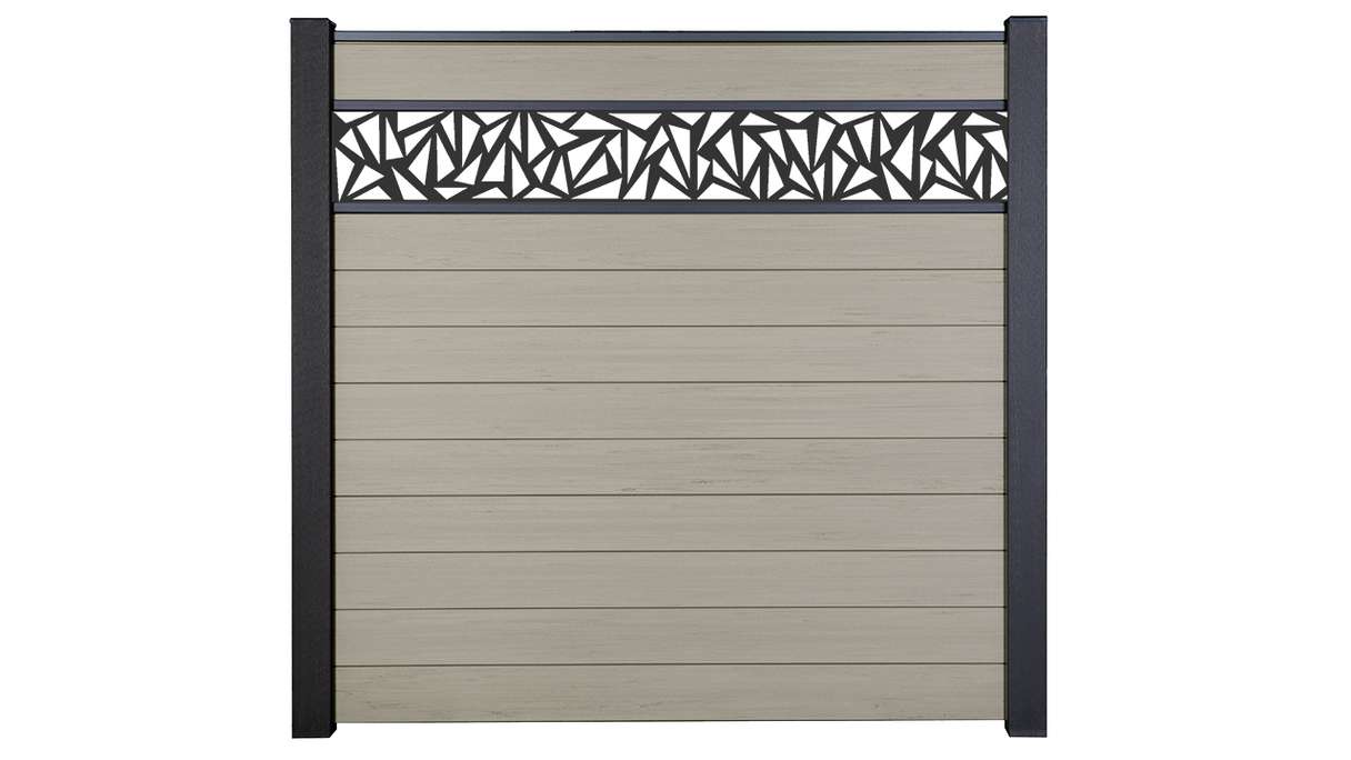 planeo Gardence Strong - Clôture à emboîter BPC Triangle Bi-Color Sand 180 x 180 cm