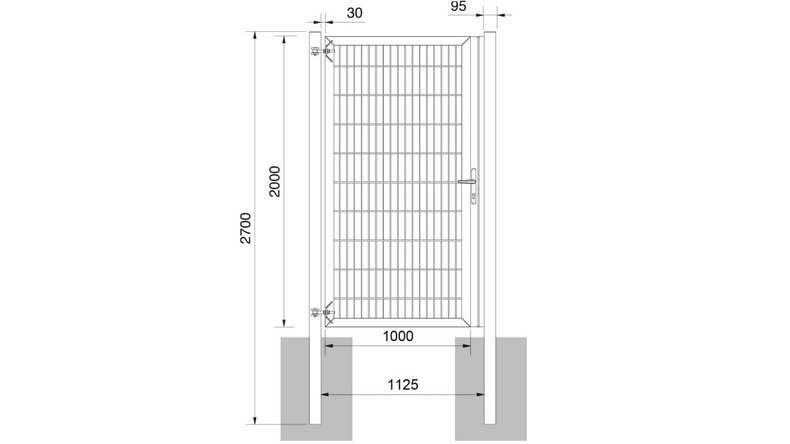 Porte universelle lourde 1 vantail vert mousse H 2000 x L 1125 mm poteaux de porte inclus