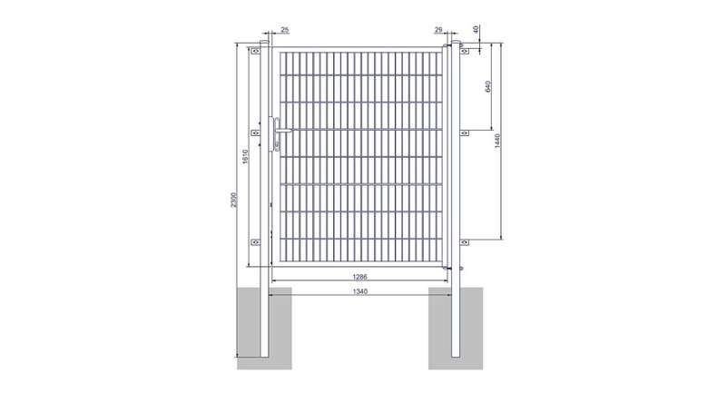 Porte universelle moyenne 1 groupe anthracite H 1600 x L 1340 mm poteaux de porte inclus