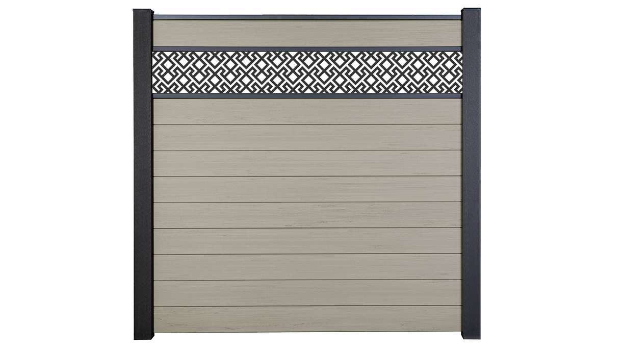 planeo Gardence Strong - Clôture à emboîter BPC Abstract Bi-Color Sand 180 x 180 cm