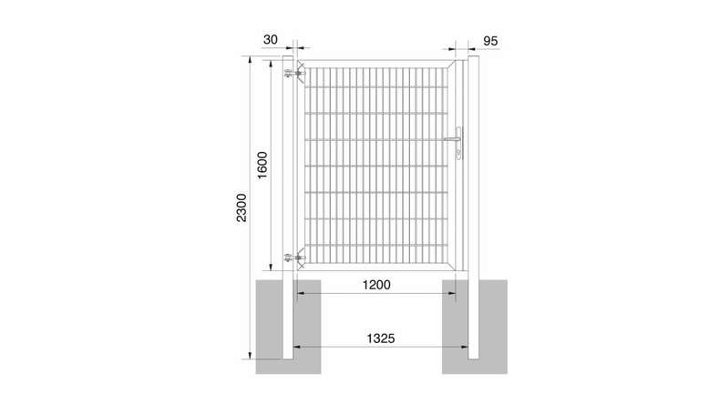 Porte universelle lourde 1 vantail vert mousse H 1600 x L 1325 mm poteaux de porte inclus