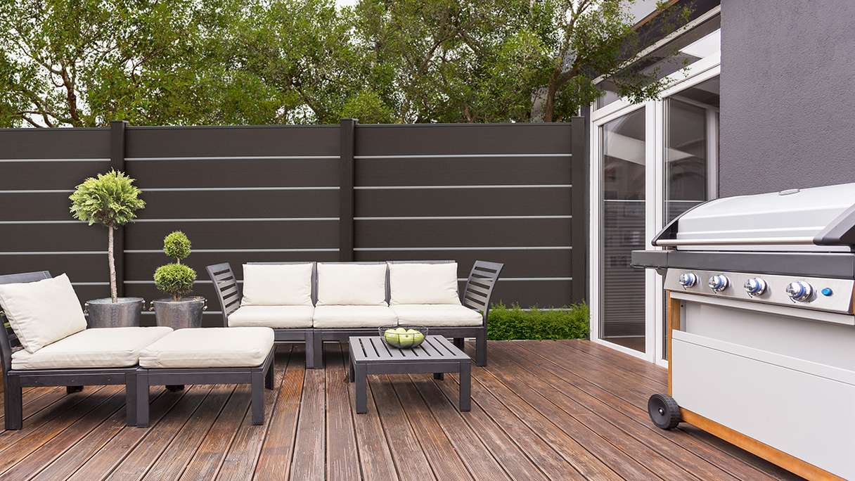 planeo Gardence Strong XL - Profil unique en noyer co-ex 1800 x 261 cm