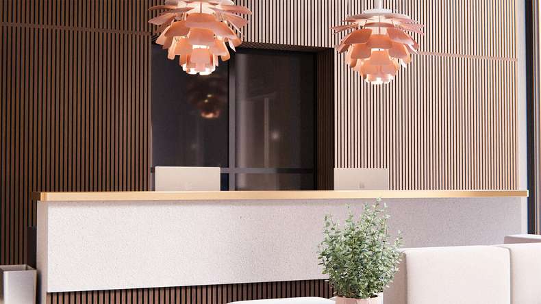 planeo Panneaux acoustiques - Noyer 2480 x 600 x 21.5 mm | ignifugé