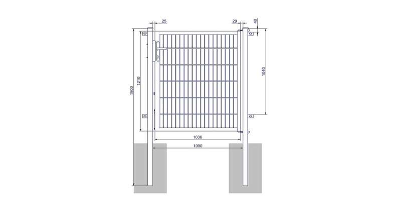 Porte universelle moyenne 1 vantail anthracite H 1200 x L 1090 mm poteaux de porte inclus