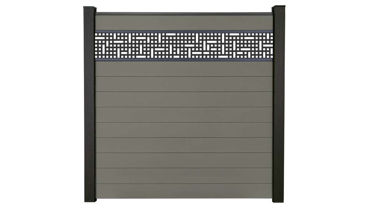 planeo Gardence Strong - Clôture à emboîter BPC Mesh Gris 180 x 180 cm