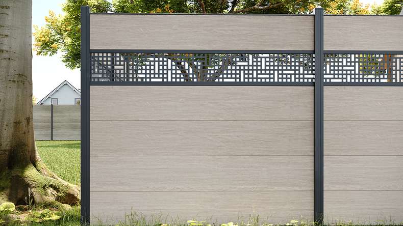 planeo Gardence Simply - Clôture PVC à emboîter Carré chêne de Sheffield